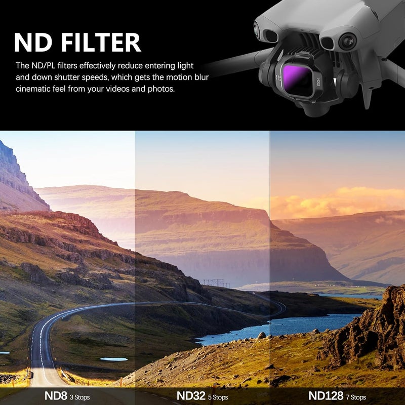 FPVtosky مجموعة فلاتر ND Mini 5 Pro، مجموعة فلاتر متوافقة مع ملحقات DJI Mini 5 Pro، 4 عبوات (CPL، ND8، ND32، ND128) - Image 4